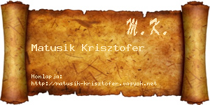 Matusik Krisztofer névjegykártya